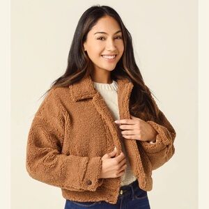 CUPCAKE AND CASHMERE Fiona Faux Shearling Teddy Jacket, coffee